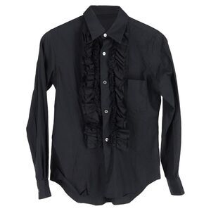 Pre Loved Comme Des Garcons Vintage Ruffle Front ButtonDown Shirt Women black